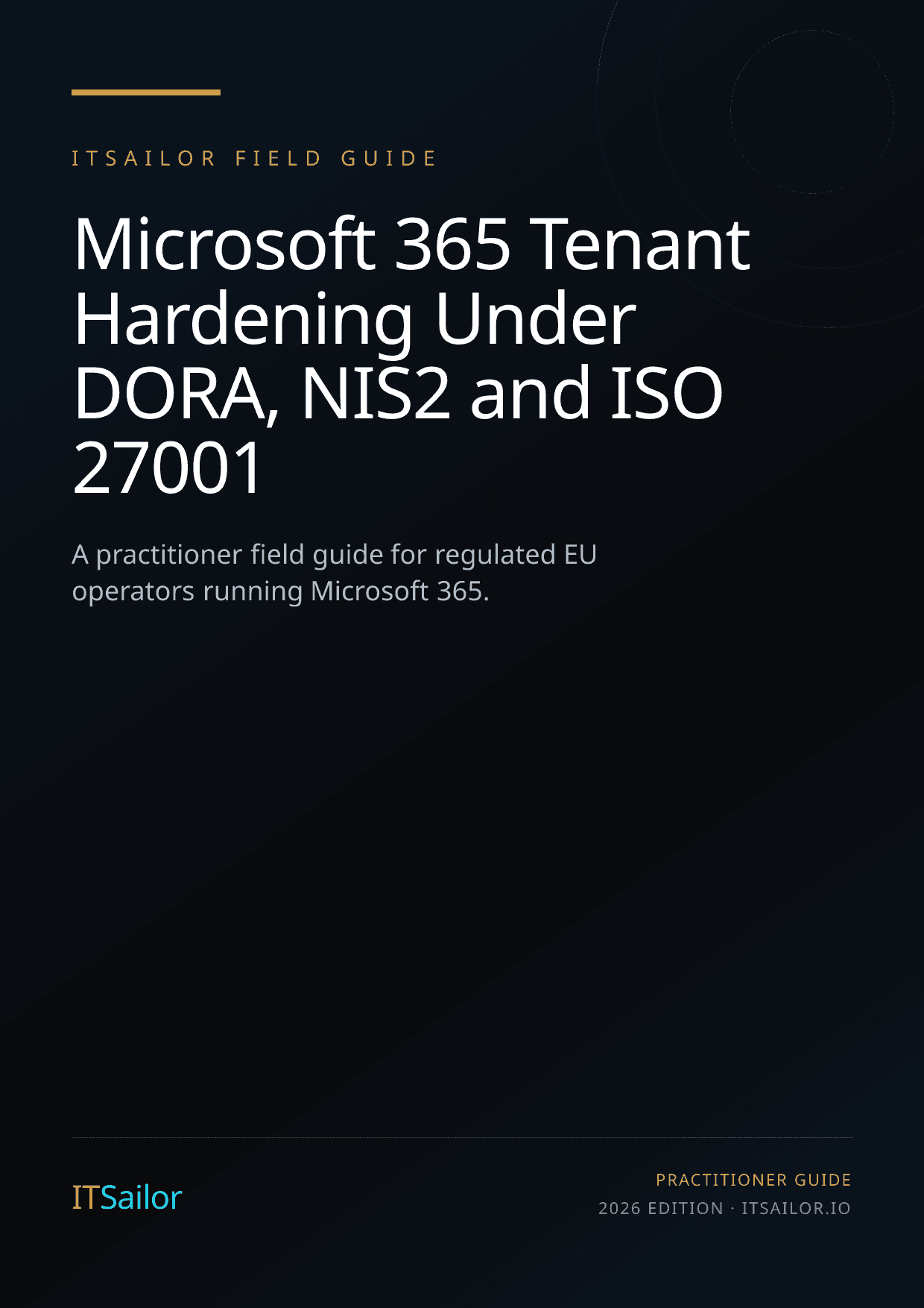 Microsoft 365 Tenant Hardening for DORA and NIS2 Operations cover